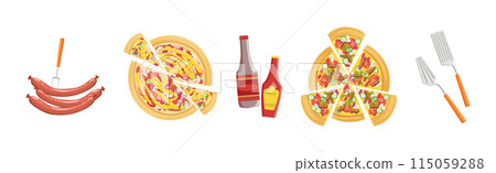 Pizza Cooking Ingredient and Product Item Vector Set 115059288