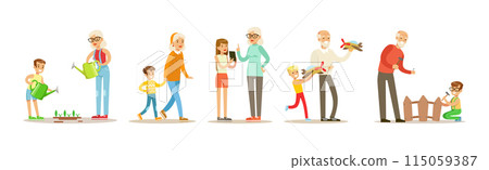 Grandparents Having Good Time with Grandchildren Vector Get Grandparents Having Good Time with Grandchildren Vector Get 115059387
