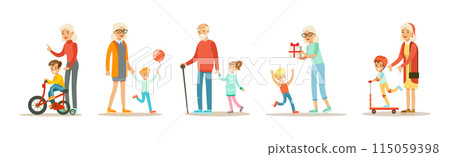 Grandparents Having Good Time with Grandchildren Vector Get Grandparents Having Good Time with Grandchildren Vector Get 115059398