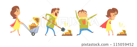 Lucky Man and Woman Character Win Fortune Vector Set 115059452