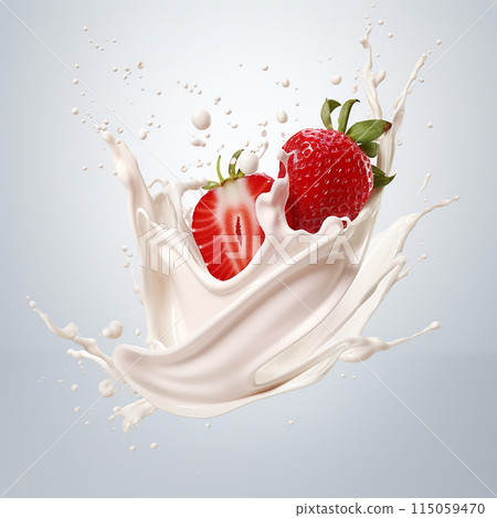 splash of milk or yogurt with strawberries. splash of milk or yogurt with strawberries. 115059470