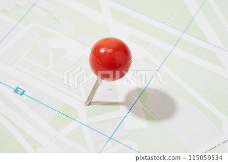 Street Map with red pin point. Map location concept Street Map with red pin point. Map location concept 115059534