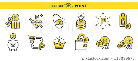 與積分相關的圖標，例如積分贈送、金幣積分、雙倍/三倍積分增加等。 115059673