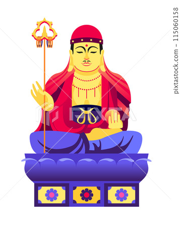 Yonggungsa and Buddha statue - modern flat design style single isolated image 115060158