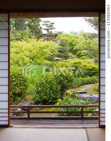 The garden as seen from the tatami room of Kikugetsutei in Ritsurin Garden The garden as seen from the tatami room of Kikugetsutei in Ritsurin Garden 115060463