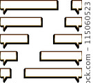 A set of square speech bubbles with copper-colored metallic edges 115060523