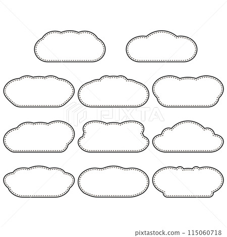 Set of outline clouds. Vector simple drawing on white background. Set of outline clouds. Vector simple drawing on white background. 115060718