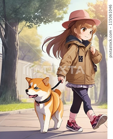 AI插畫女孩與柴犬03 AI插畫女孩與柴犬03 115061046