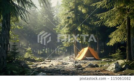 Image 01 of pitching a tent at camp 115061082