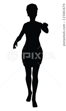 Silhouette of woman in short dress 115061674