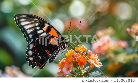 Macro Butterfly Perched on Blooming Flower in Nature s Enchanting Summer Scene 115062016