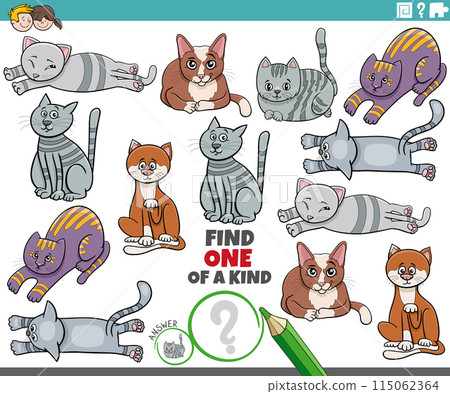 one of a kind activity with cartoon cat characters 115062364