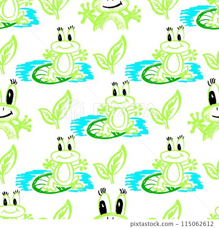 Seamless pattern. Children's drawings with wax crayons 115062612
