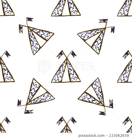 Seamless pattern. Children's drawings with wax crayons 115062639