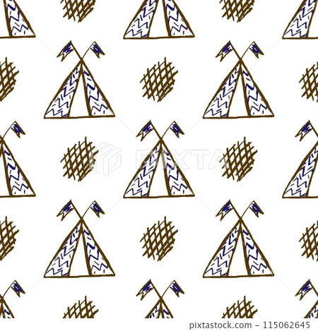 Seamless pattern. Children's drawings with wax crayons 115062645