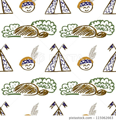 Seamless pattern. Children's drawings with wax crayons 115062663