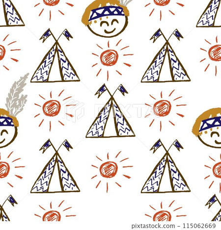 Seamless pattern. Children's drawings with wax crayons Seamless pattern. Children's drawings with wax crayons 115062669