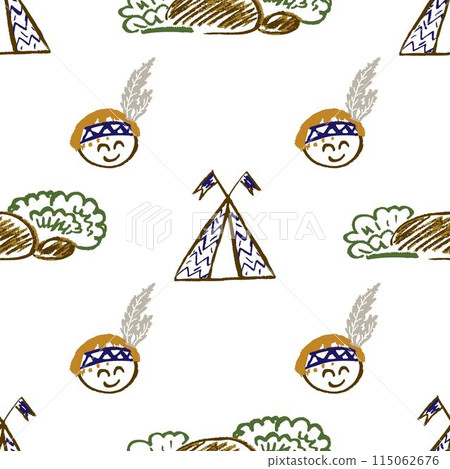 Seamless pattern. Children's drawings with wax crayons 115062676