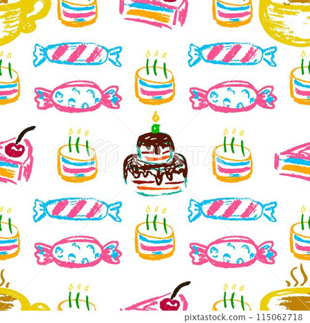 Seamless pattern. Children's drawings with wax crayons 115062718