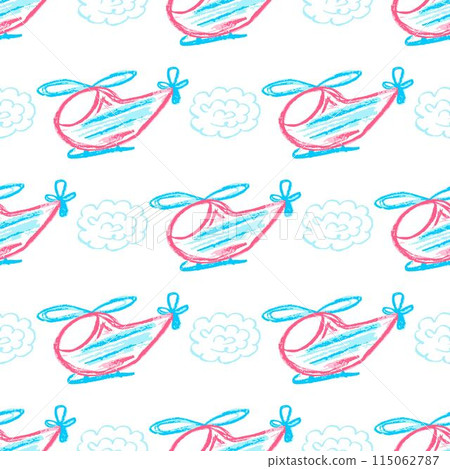 Seamless pattern. Children's drawings with wax crayons 115062787