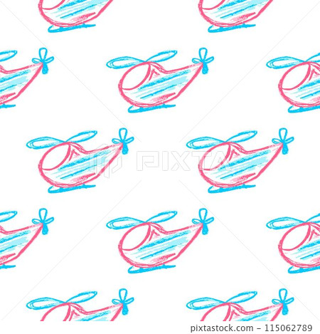 Seamless pattern. Children's drawings with wax crayons 115062789