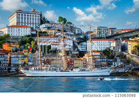 View of Porto city over Douro river. Porto, Vila Nova de Gaia, Portugal 115063098