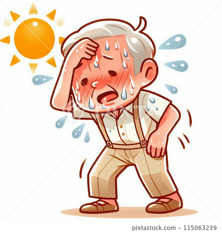 一位老人因炎熱而頭暈 115063239
