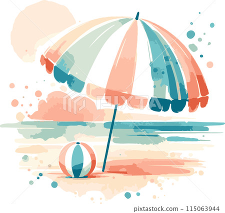 Floating parasol on the beach 115063944