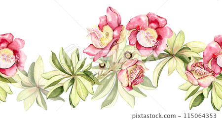 pink floral seamless border pink floral seamless border 115064353
