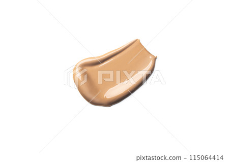 Make up smear swatch foundation smudge texture isolated on a white background swatch of cosmetics Make up smear swatch foundation smudge texture isolated on a white background swatch of cosmetics 115064414
