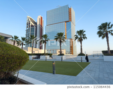 Palm Trees and Landscaped Gardens in Al Maryah Island Sky Park, Abu Dhabi Palm Trees and Landscaped Gardens in Al Maryah Island Sky Park, Abu Dhabi 115064436