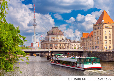 Embankment of the Spree River in the historical part of Berlin on a sunny day. Germany. 115064599