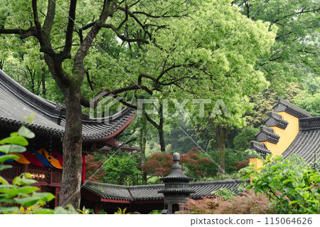 Yongfu Temple and green forest in Hangzhou, China Yongfu Temple and green forest in Hangzhou, China 115064626