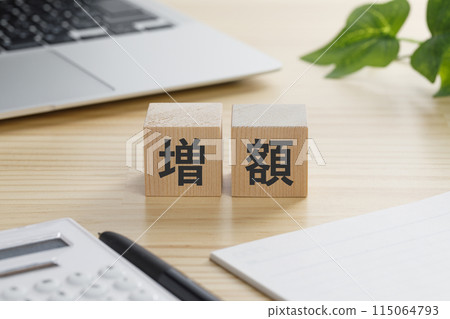 一塊塊積木,上面寫著“增加” 一塊塊積木,上面寫著“增加” 115064793