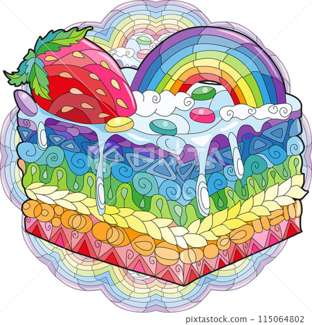 Decorative cake pattern on a patterned round substrate Decorative cake pattern on a patterned round substrate 115064802