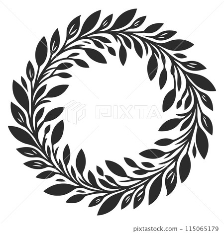 Laurel wreath circle frame isolated on white background. Vector illustration. 115065179