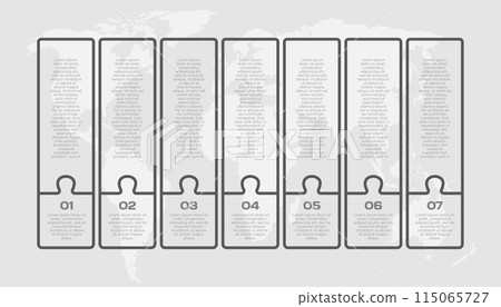 Vector timeline infographic process, 7 white steps 115065727