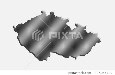 Abstract map Czech Republic, parallel grey lines 115065729