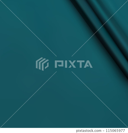 Dark green fabric with a folded corner. Crumpled fabric. eps 10 115065977