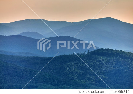 Mountains misty landscape 115066215
