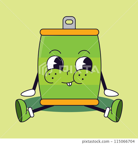 A pixel art illustration of a green can character with arms and legs Vector A pixel art illustration of a green can character with arms and legs Vector 115066704