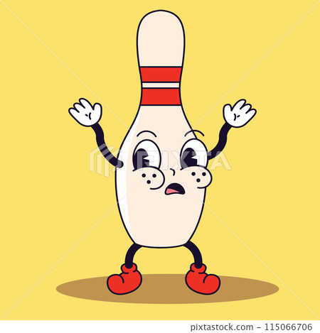 Pixel art bowling pin with humanlike arms and legs Vector Pixel art bowling pin with humanlike arms and legs Vector 115066706
