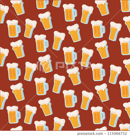 3D Beer glass icons Pattern background Vector 115066732