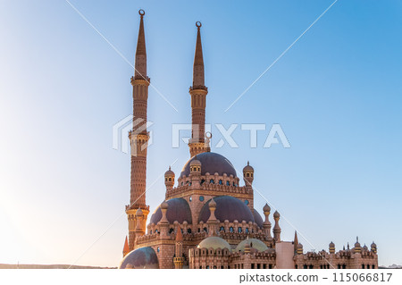 Beautiful Al Mustafa Mosque in Old Town of Sharm El Sheikh in Egypt, at sunset Beautiful Al Mustafa Mosque in Old Town of Sharm El Sheikh in Egypt, at sunset 115066817