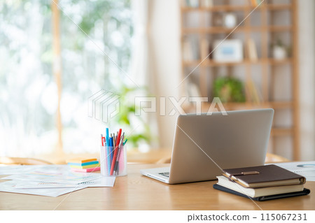 Empty work space, computer in study, computer in living room Empty work space, computer in study, computer in living room 115067231