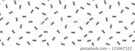 Ant trail seamless pattern. Insect invasion concept. Stock vector illustration in flat style isolated on white background. Ant trail seamless pattern. Insect invasion concept. Stock vector illustration in flat style isolated on white background. 115067322