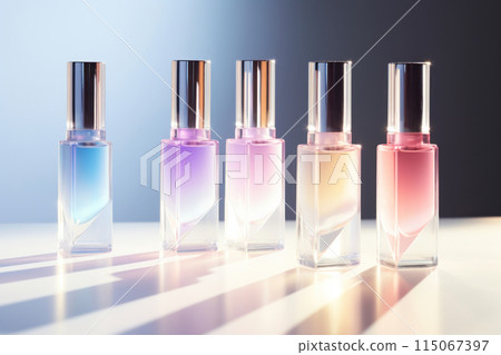 Colorful Gradient Perfume Bottles with Silver Caps 115067397