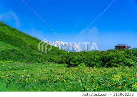 [Mountain material] Summer mountain climbing scenery of Mt. Karamatsu [Nagano Prefecture] 115068238