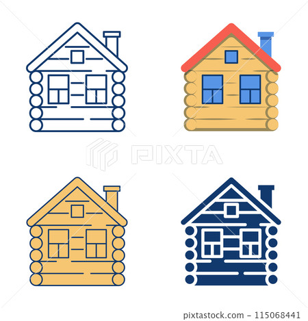Wooden country house icon set Wooden country house icon set 115068441