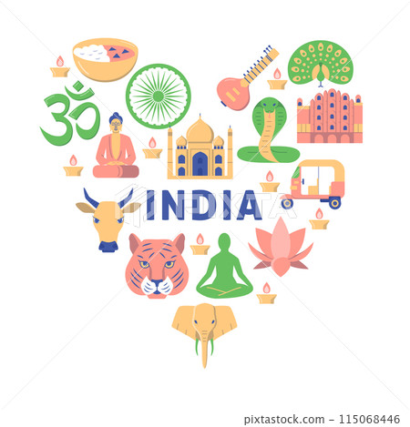 India culture concept banner in flat style India culture concept banner in flat style 115068446